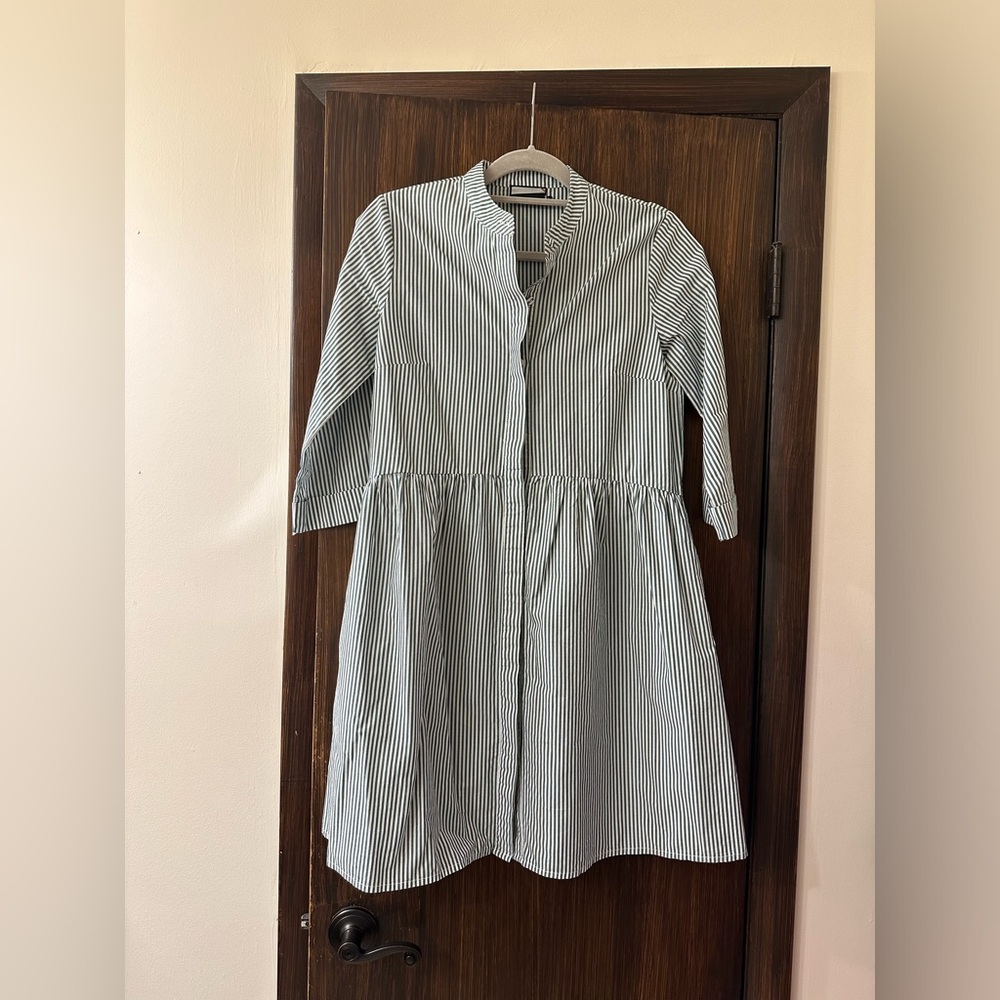 Tuckernuck Blue and White Striped Mini Shirt Dress